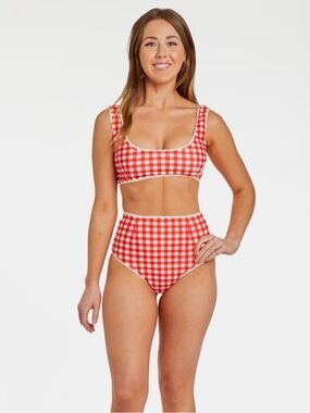 NWT Hammies Women’s Red Gingham Bikini Set with Scalloped Trim